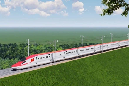 Việt Nam đặt mục tiêu sẽ hoàn thành 1.500km đường sắt tốc độ cao bắc-nam vào năm 2035. (Ảnh đồ họa của Bộ Giao thông vận tải)