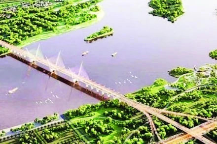 Phối cảnh cầu Tứ Liên.