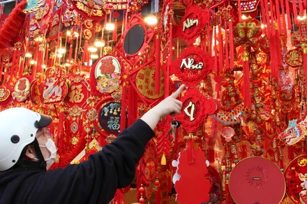 Hơn một tháng nữa mới đến Tết Giáp Thìn 2024, dọc hai bên đường Hải Thượng Lãn Ông (quận 5, Thành phố Hồ Chí Minh ) đã bắt đầu bày bán những mặt hàng trang trí Tết.