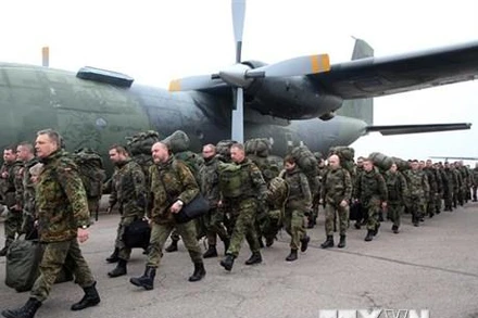 Binh sỹ Đức tham gia sứ mệnh của Tổ chức Hiệp ước Bắc Đại Tây Dương (NATO) tại Karmelava, Lithuania. (Ảnh: AFP/TTXVN)