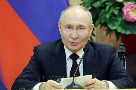 Tổng thống Nga Putin tại cuộc gặp gỡ báo chí sau hội đàm với Chủ tịch nước Việt Nam Tô Lâm. Ảnh: TTXVN.