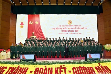 Ban Chấp hành Hội Cựu chiến binh Việt Nam khóa VII, nhiệm kỳ 2022-2027. (Ảnh: ĐĂNG KHOA)