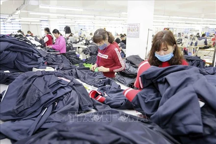 May hàng xuất khẩu tại Công ty TNHH Hưng Việt, Mỹ Hào, Hưng Yên. 