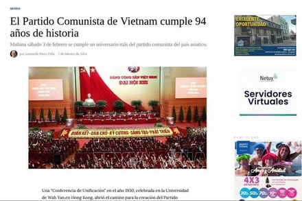 Bài báo ca ngợi Đảng Cộng sản Việt Nam nhân dịp 94 năm thành lập 3/2/1930-3/2/2024 đăng trên báo điện tử ra ngày 3/2 của tập đoàn truyền thông Uruguay Grupo Multimedio.