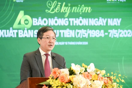 Đồng chí Lương Quốc Đoàn, Ủy viên Trung ương Đảng, Chủ tịch Ban Chấp hành Trung ương Hội Nông dân Việt Nam phát biểu tại Lễ kỷ niệm.