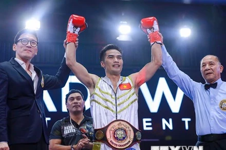 Võ sĩ Nguyễn Ngọc Hải giành đai vô địch WBA Nam Á. (Ảnh TTXVN)
