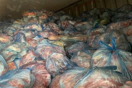 Phát hiện số lượng lớn thịt lợn nhiễm bệnh tại một kho hàng trên địa bàn huyện Chương Mỹ (TP Hà Nội).