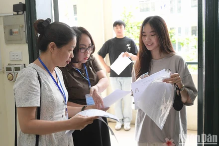 Thí sinh đã sẵn sàng bước vào phòng thi tại Kỳ thi tốt nghiệp THPT năm 2024 (Ảnh: THẾ ĐẠI)