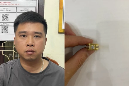 Đối tượng Chính cùng tang vật.