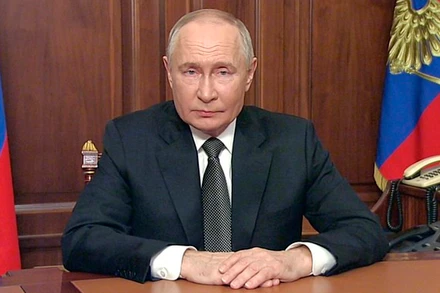 Tổng thống Nga Vladimir Putin phát biểu trước người dân ngày 21/11. (Ảnh: KREMLIN.RU)