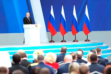 Tổng thống Nga Putin đọc Thông điệp Liên bang trước Quốc hội Liên bang Nga. (Ảnh: kremlin.ru)