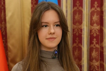 Bạn Ekaterina, sinh viên nghiên cứu tiếng Việt năm thứ nhất Khoa quan hệ quốc tế Học viện Ngoại giao Nga. (Ảnh: XUÂN HƯNG)