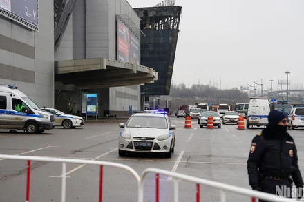 Hiện trường vụ tấn công khủng bố ở ngoại ô Moskva hôm 22/3. (Ảnh: XUÂN HƯNG)