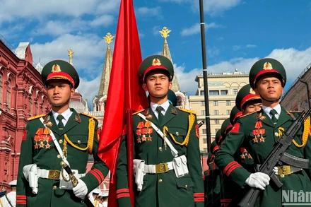 Đoàn Quân đội nhân dân Việt Nam tham gia tổng duyệt cho Lễ duyệt binh trên Quảng trường Đỏ.