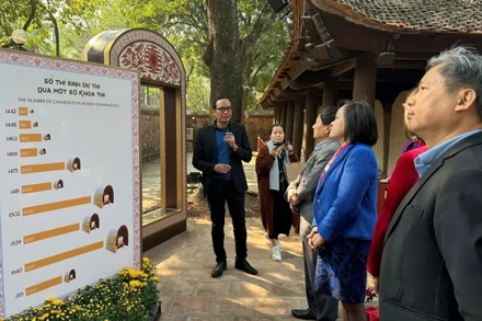 Các đại biểu tham quan trưng bày "Bia đá kể chuyện".