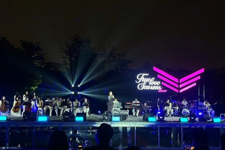 Ca sĩ Mỹ Linh trình diễn trong đêm Valentine.