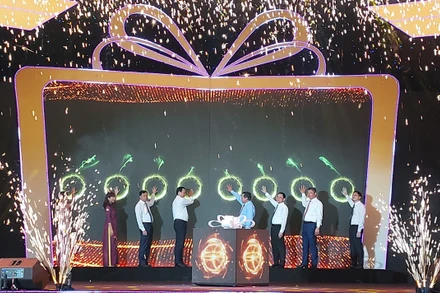 Các đại biểu chính thức nhấn nút khai mạc Lễ hội.