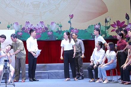 Một tiết mục trong Hội thi “Dân vận khéo” tỉnh Thái Bình năm 2023. (Ảnh ĐỨC THANH)