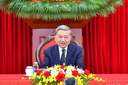 Tổng Bí thư Tô Lâm điện đàm với Chủ tịch Đảng Đại hội Dân tộc Phi, Tổng thống Nam Phi Cyril Ramaphosa. (Ảnh: ĐĂNG KHOA)