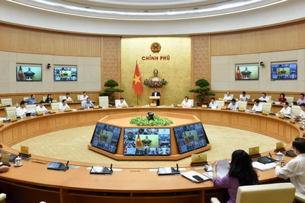 Quang cảnh phiên họp Chính phủ thường kỳ tháng 5. (Ảnh: TRẦN HẢI)