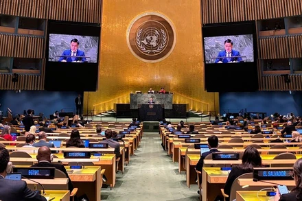 Toàn cảnh phiên họp của Đại hội đồng Liên hợp quốc. (Ảnh: Thanh Tuấn/TTXVN)