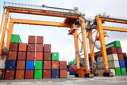 Kho bãi container tại cảng Gemalink, tỉnh Bà Rịa-Vũng Tàu. (Ảnh: TTXVN)