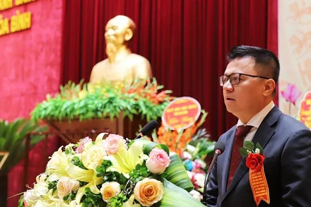 Đồng chí Lê Quốc Minh phát biểu tại buổi lễ.