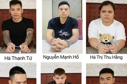 Các đối tượng trong đường dây mua bán người và môi giới mại dâm. (Nguồn: Báo Lào Cai)