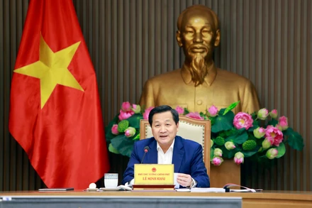 Phó Thủ tướng Lê Minh Khái phát biểu tại cuộc họp.