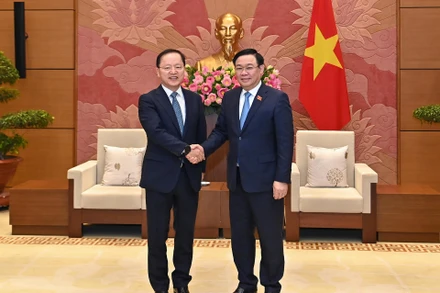 [Ảnh] Chủ tịch Quốc hội Vương Đình Huệ tiếp Tổng Giám đốc Tập đoàn Samsung Electronics