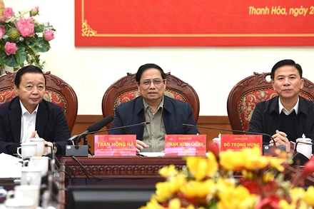 Thủ tướng Phạm Minh Chính chủ trì Hội nghị trực tuyến thúc đẩy Dự án Đường dây 500kV Quảng Trạch-Phố Nối. Ảnh: TRẦN HẢI.