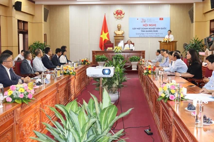 Quang cảnh Hội nghị gặp mặt các doanh nghiệp Hàn Quốc đầu tư tại Quảng Ngãi.