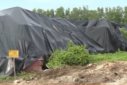 Lượng tro bay phát sinh được nhà máy chứa bên ngoài, chưa được xử lý theo quy định.