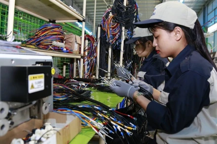 Sản xuất thiết bị điện công nghệ cao tại Công ty cổ phần Kỹ thuật công nghiệp Á Châu tại Khu công nghệ cao Hòa Lạc. (Ảnh: TUỆ NGHI)