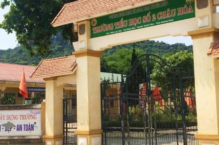 Trường tiểu học số 2 Châu Hóa, nơi xảy ra sai phạm của ông Mai Thanh Huyền.