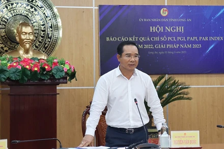 Bí thư Tỉnh ủy Long An Nguyễn Văn Được phát biểu chỉ đạo tại hội nghị.