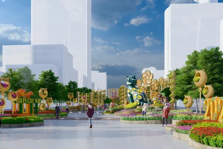 Phối cảnh cổng Đường hoa Nguyễn Huệ 2023.