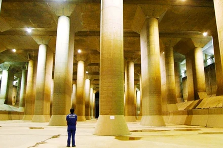 Hệ thống G-cans khổng lồ chống ngập lụt cho Thủ đô Tokyo. Ảnh: GETTY IMAGES