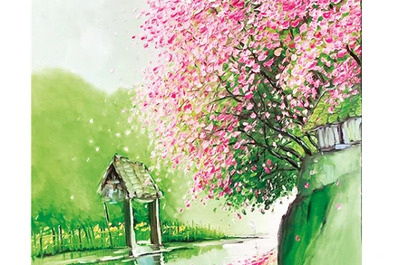 Xuân về. Tranh: LÊ THANH SƠN