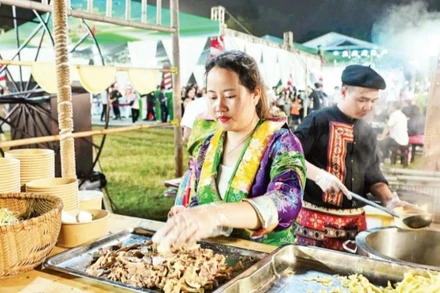 Quầy phở ngô Hà Giang tại Festival Phở 2025. (Ảnh BÙI GIANG)