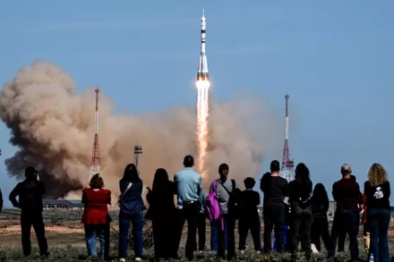 Phóng tàu vũ trụ Soyuz-2.1a cùng tàu vũ trụ Soyuz MS-27 từ Sân bay vũ trụ Baikonur. (Ảnh: RIA Novosti)