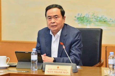 Chủ tịch Quốc hội Trần Thanh Mẫn phát biểu ý kiến trong phiên thảo luận tổ sáng 12/2. (Ảnh: THỦY NGUYÊN)