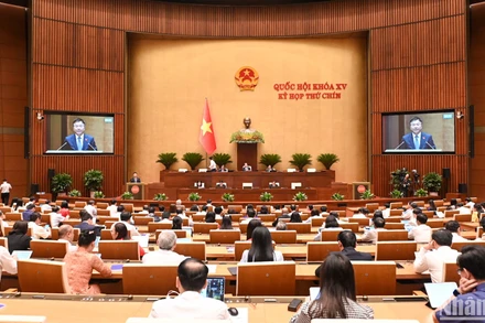 Quang cảnh phiên họp tại hội trường chiều 5/5. (Ảnh: THỦY NGUYÊN)