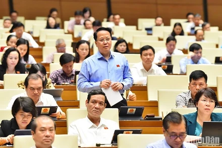 Đại biểu Quốc hội tham gia thảo luận ở hội trường tại Kỳ họp thứ 6, Quốc hội khóa XV. (Ảnh: THỦY NGUYÊN)