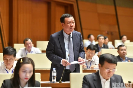 Tổng Thanh tra Chính phủ Đoàn Hồng Phong trả lời chất vấn của đại biểu Quốc hội chiều 7/11. (Ảnh: ĐĂNG KHOA)