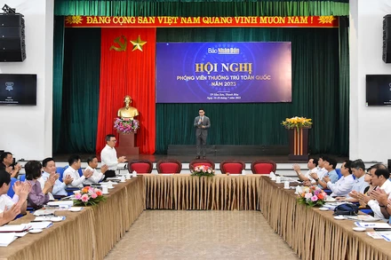 Quang cảnh hội nghị phóng viên thường trú Báo Nhân Dân năm 2023. (Ảnh: THỦY NGUYÊN)
