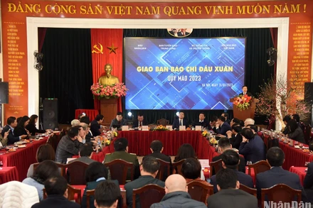 Quang cảnh giao ban báo chí đầu Xuân Quý Mão 2023 sáng 31/1. (Ảnh: TRẦN HẢI)