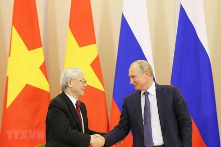 Tổng Bí thư Nguyễn Phú Trọng và Tổng thống Vladimir Putin tại Sochi, Liên bang Nga, tháng 9/2018. (Ảnh: TTXVN) 