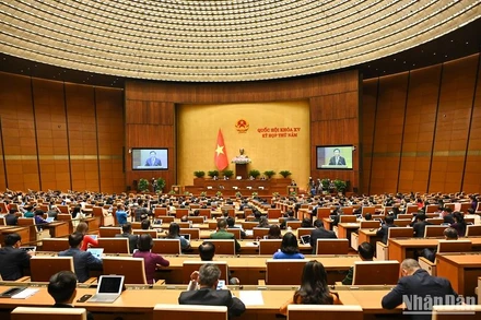 Quang cảnh phiên bế mạc Kỳ họp thứ 5, Quốc hội khóa XV chiều 24/6. (Ảnh: DUY LINH)