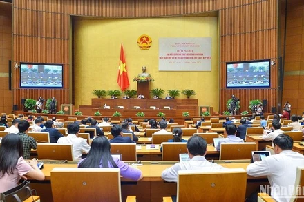 Quang cảnh Hội nghị đại biểu Quốc hội chuyên trách cho ý kiến về các dự án luật trình Quốc hội tại Kỳ họp thứ 5 hồi tháng 4/2023. (Ảnh: DUY LINH)